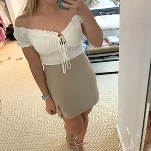 White smocked body suit